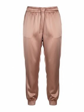 NWT NBD x Revolve Mallerie Jogger Blush Nude Satin Pink High-Waisted Smocked